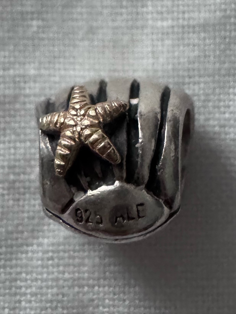 Authentic Pandora Sterling Silver 14k Gold Starfish Seashell Charm 790249 ALE